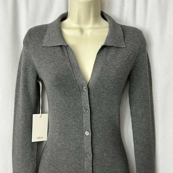 Wilfred Aritzia NWT Heather Dark Grey Long Sleeve Sweater Dress **Size S** 🔥🔥 - Picture 3 of 4